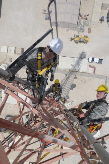 Cable dawgs hanging from tower