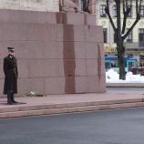 Freedom monument and streets of Riga